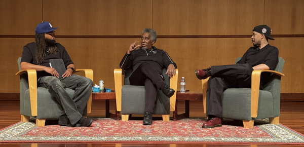 (left to right): Justin Clardy (Philosophy), Frank Wilderson III (UC Irvine), Kevin Morris (UMass Amherst)