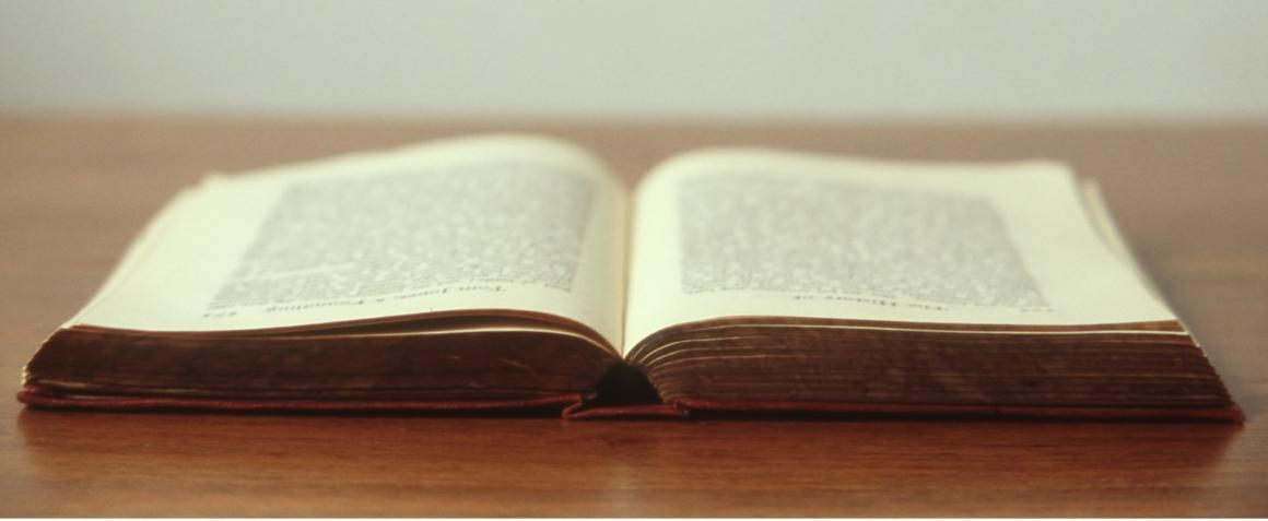 Open book on table