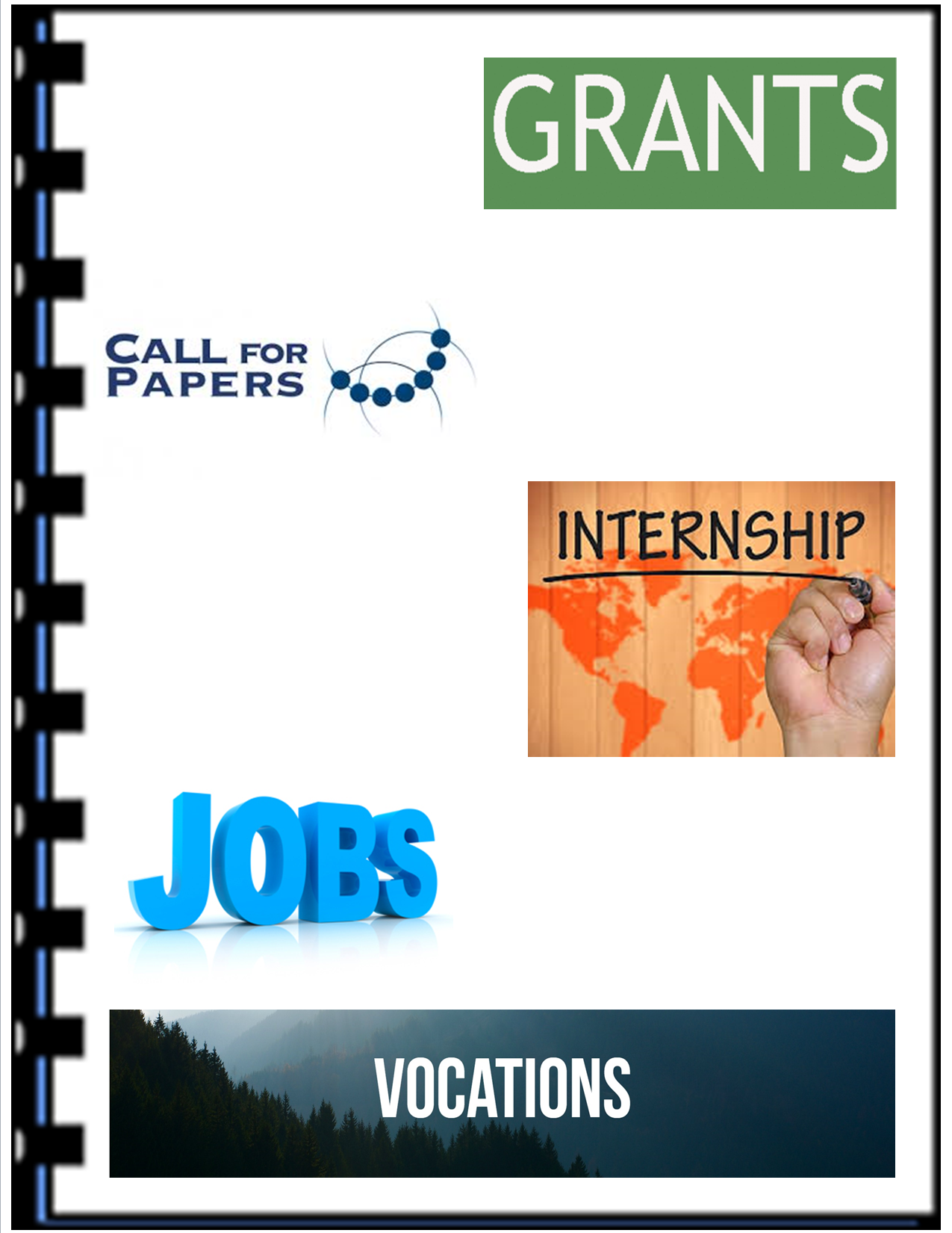 Document with sections titled Grants, Internship, Jobs, and LinkedIn.