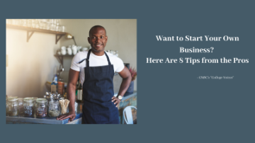 Photo of cafe entrepreneur with the title of the article featured "What to start a business? Here are 8 Tips."