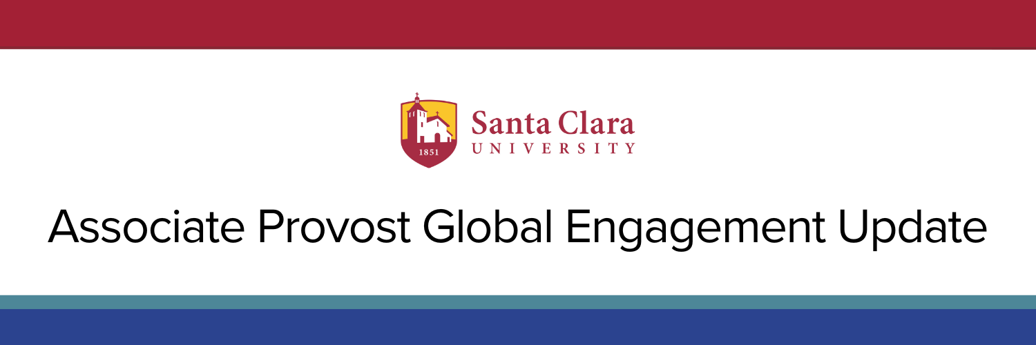 Decorative; Associate Provost Global Engagement Update with SCU Logo