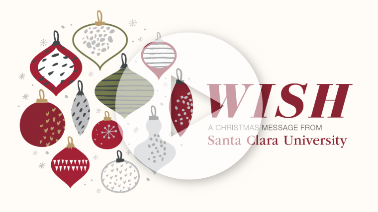 Christmas 2020 featuring various ornaments and text: WISH Baldwin Wallace University.