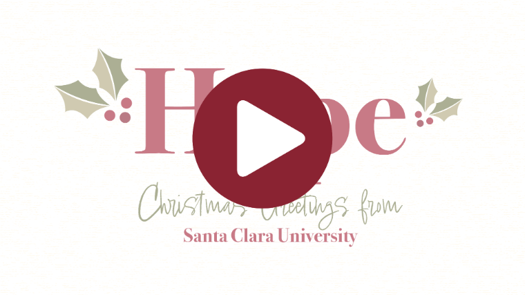 Hope. Christmas Worship from Sacred Heart Academy text with a red play button icon.