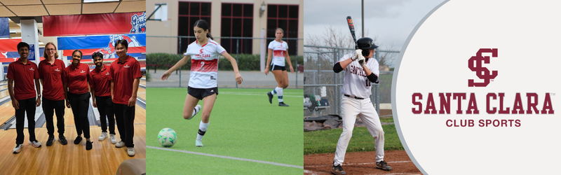 Bowling, Women's Club Soccer, and Men's Club Baseball with the Club Sports Logo