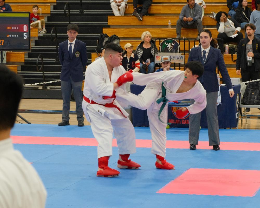 Two students sparring