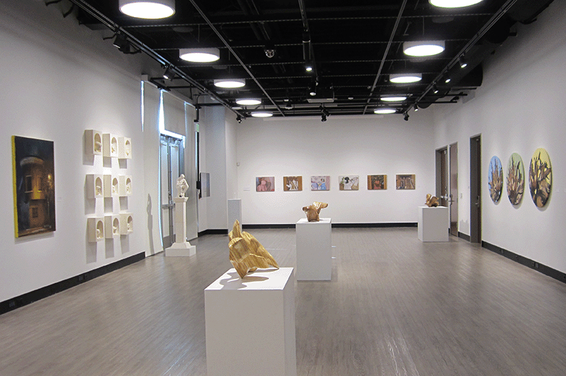 Dowd Gallery with Senior art work. 