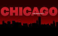 Chicago skyline silhouette with red background and 'CHICAGO' in bold letters. 