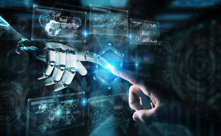 Robot and human hands touching