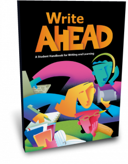 Book cover titled Write Ahead with abstract colorful illustrations.