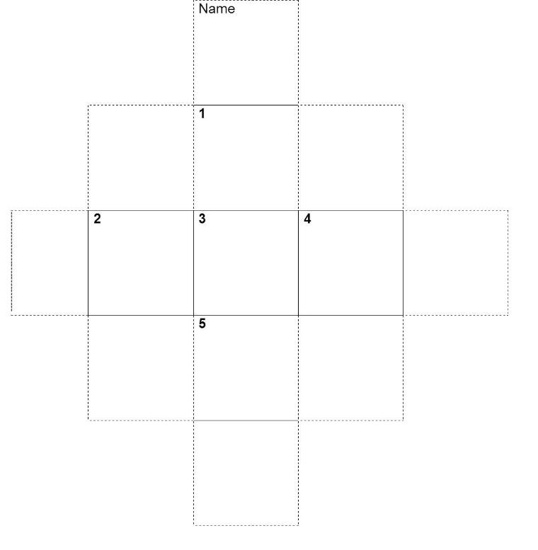 A 3x3 grid with five cells filled and titled 2c12 Cubing 5 Questions About Anything.