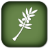 White olive branch icon on a green background.