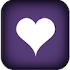 White heart on purple background.