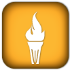 White torch icon on an orange background.