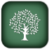 A white tree icon on a green background.