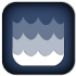Illustration of waves in a gradient square icon.