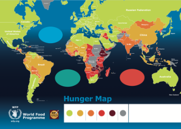 World map illustrating water scarcity with a color-coded legend and a Water Map title.