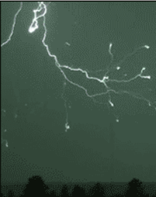 Lightning branching out, reaching closer to the horizon 