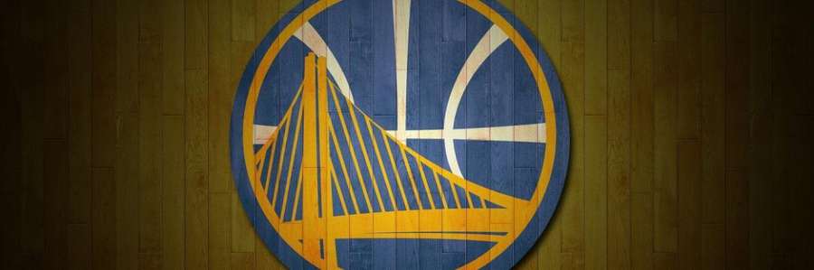 Golden State Warriors logo on a dark background.