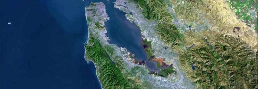 Satellite view of the San Francisco Bay Area.