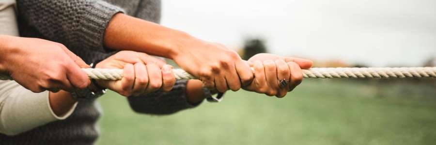 Person holding a fishing rod by a lake.